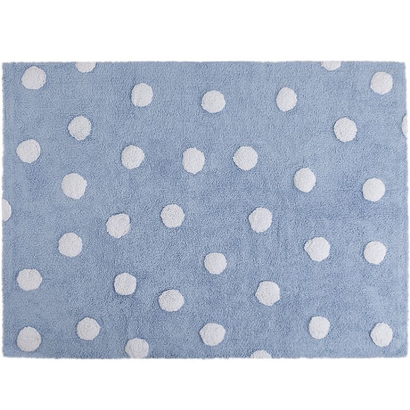Tapis lavable bleu à pois blanc (120 x 160 cm) Lorena Canals