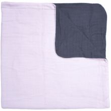Couverture en coton Petite Merveille rose et gris (100 x 100 cm)  par BB & Co