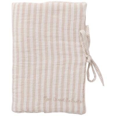 Protège-carnet de santé gaze de coton beige rayé galet BB & Co