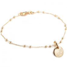 Bracelet médaille ronde chaîne perlée personnalisable (plaqué or)  par Petits trésors