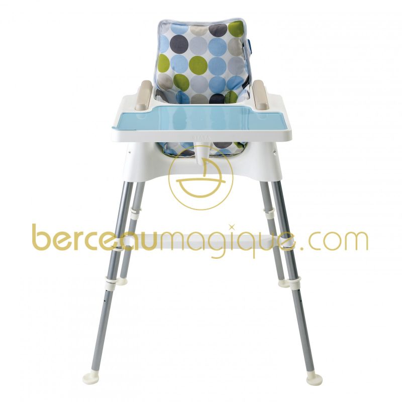 Chaise haute 3 en 1 turquoise et blanche Béaba