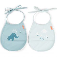 Bavoir petit lot de 2 Elphee bleu - Done by Deer