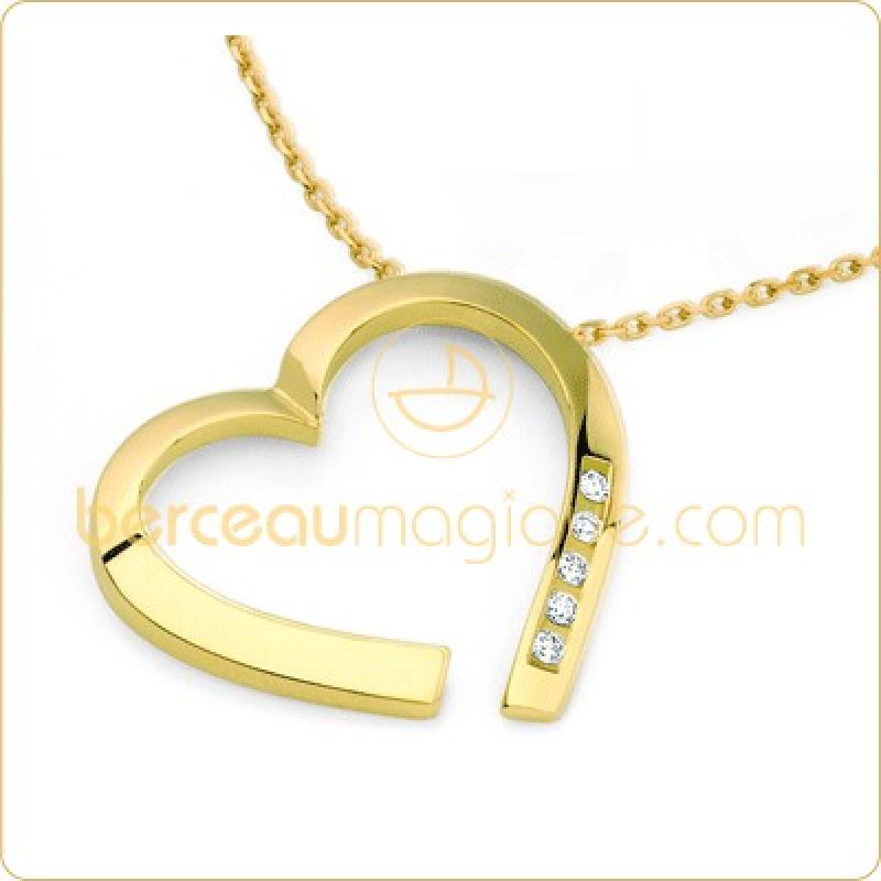 Collier coeur orné de diamants (or jaune) Maison Augis