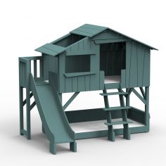 Lit cabane superposé avec toboggan finition laquée (coloris au choix) - Mathy by bols