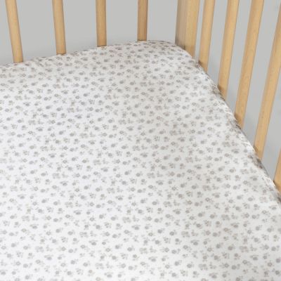 Drap housse pour berceau Little Bloom Fleurs Gris (120x60 cm)