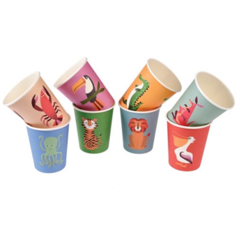 Gobelets en carton Créatures colorées (8 pièces) REX