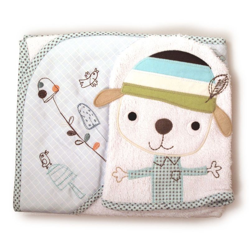 Carré de bain avec gant Scrapbook bleu Mamas and Papas