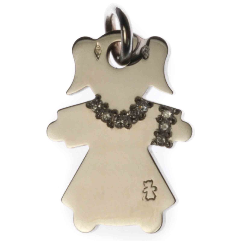Pendentif petite fille ou petit garçon parure diamant 20 mm (or blanc 750°) Loupidou