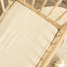 Drap housse en percale de coton Rayé Lin (50 x 83 cm)