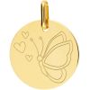 Médaille papillon coeur personnalisable (or jaune 750°) - Lucas Lucor