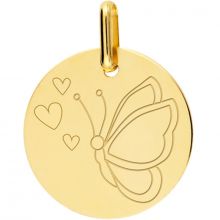 Médaille papillon coeur personnalisable (or jaune 750°)  par Lucas Lucor