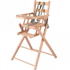 Chaise haute extra pliante en bois Sarah vernis naturel