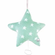Coussin musical étoile Star vert menthe et blanc (34 x 34 cm)  par Baby's Only
