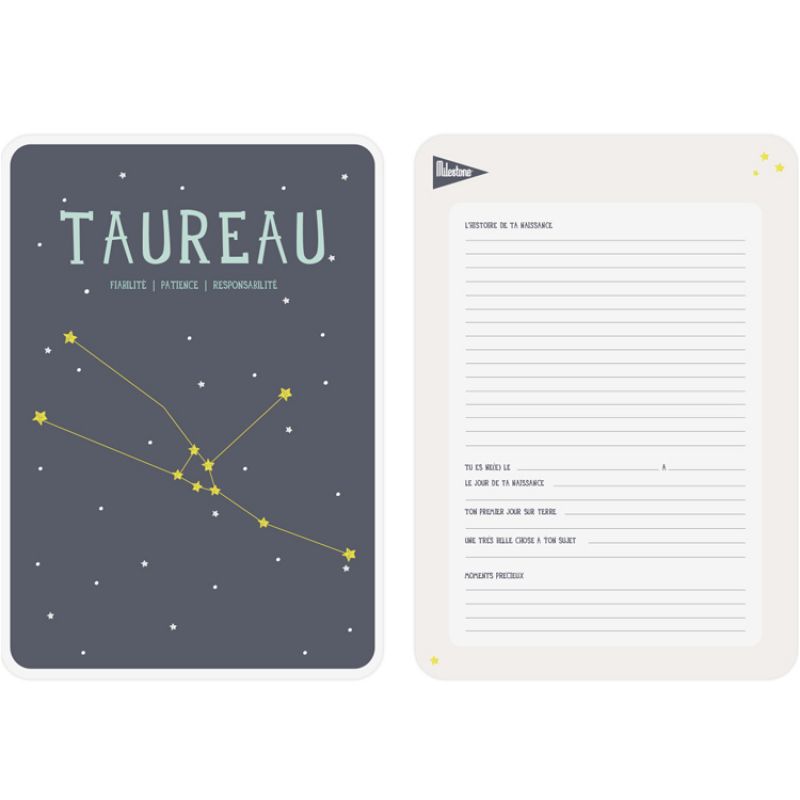 Affiche signe astrologique Taureau (21,4 x 32,5 cm) Milestone