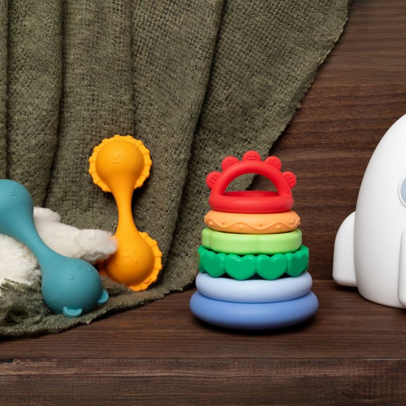 Lot de 2 hochets ours et lion en silicone Little L Ambiance 6
