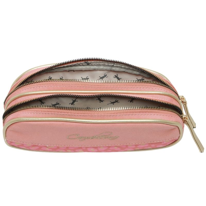 Trousse double compartiment Pink Gold Leopard Caméléon Produit ouvert 3