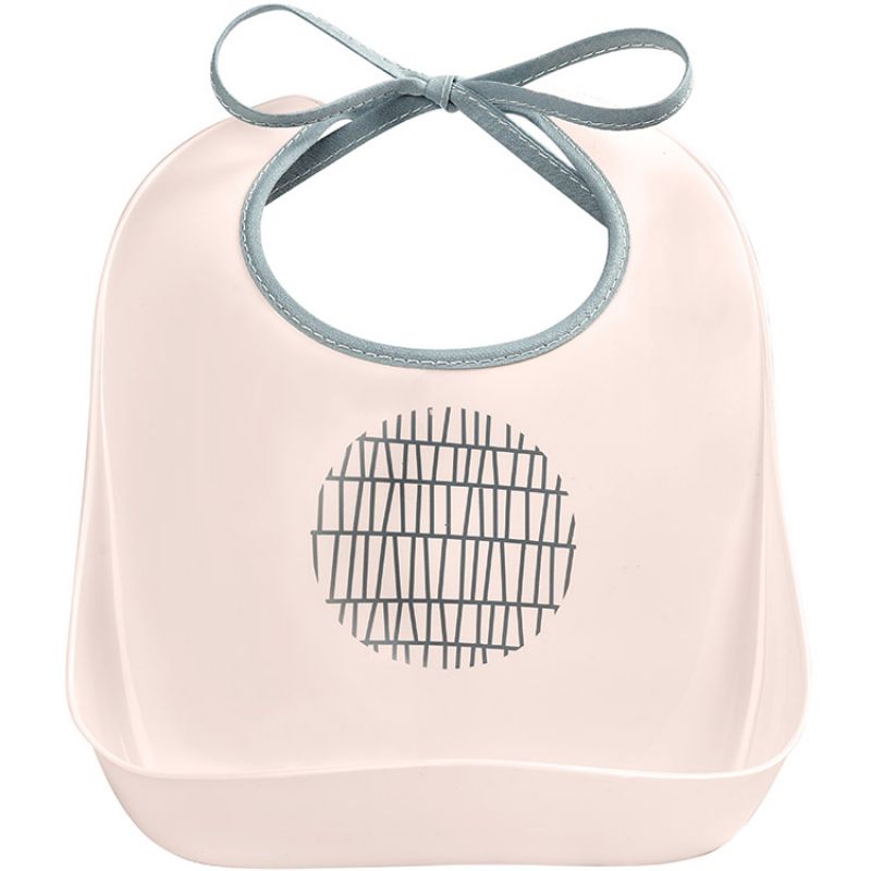 Bavoir plastifié à poche Pink grid Béaba