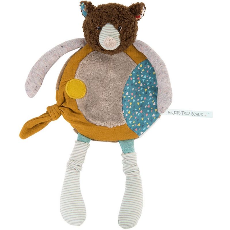 Doudou attache sucette ours brun Les Jolis trop beaux (30 cm) Moulin Roty