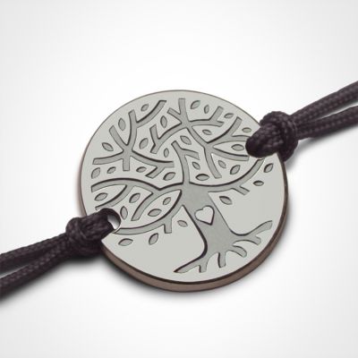 Bracelet sur cordon LOVETREE personnalisable (or blanc 750°) Mikado