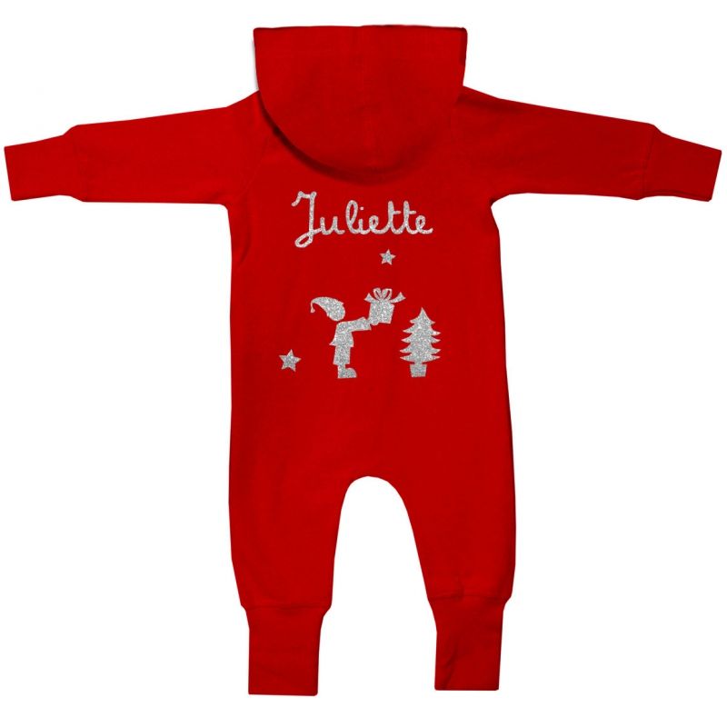 Combinaison hiver façon sweat Noël rouge personnalisable (12-18 mois : 76-86 cm) Les Griottes