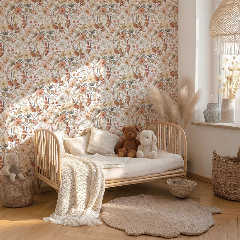 Papier peint Louison fleurs d'automne (50 cm x 10m)  Lilipinso Ambiance 2