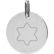 Médaille personnalisable Etoile de David (or blanc 750°)  par Lucas Lucor