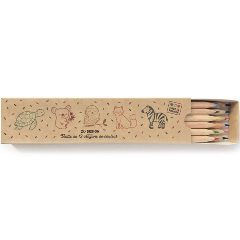 Boîte de 12 crayons de couleurs écologiques Animaux Zü