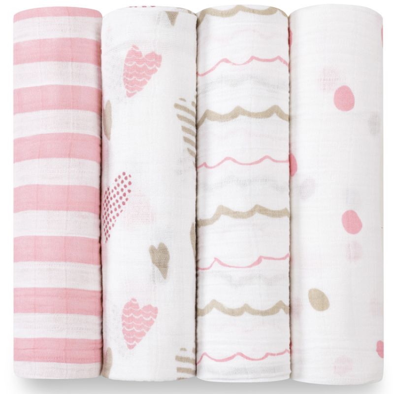 Lot de 4 maxi langes Heart breaker (120 x 120 cm) aden + anais
