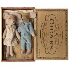 Maman et papa souris dans une boîte à cigares - Maileg