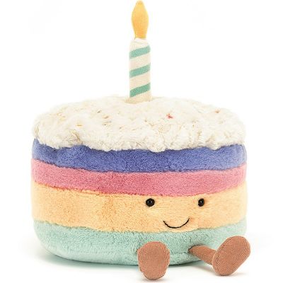 Peluche Amuseable Gâteau d'anniversaire arc-en-ciel (26 cm)