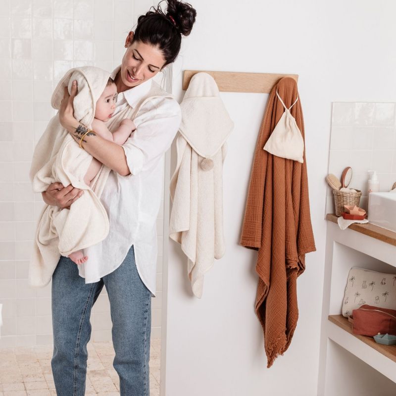 Cape de bain tablier XXL parent et bébé écru Candide Ambiance 9