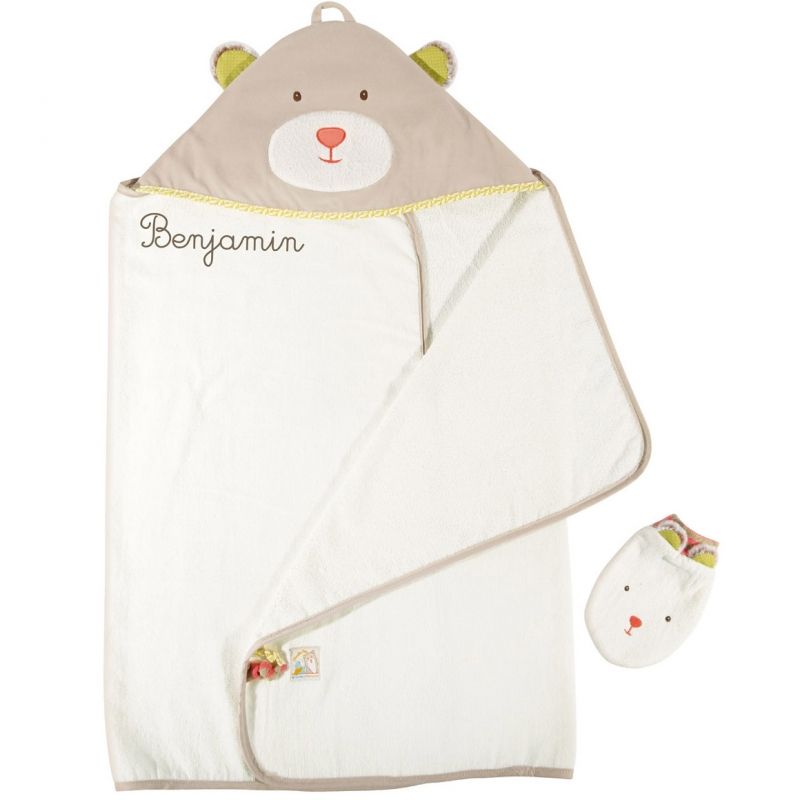 Parure de bain Biscotte et Pompon personnalisable Moulin Roty