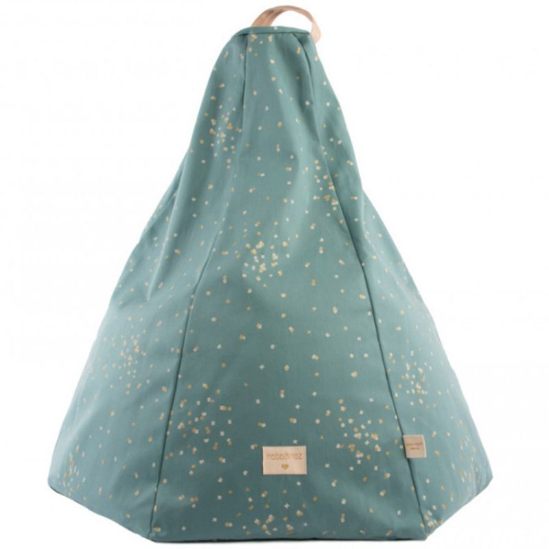 Pouf Marrakech Gold confetti Magic green (54 x 62 cm) Nobodinoz