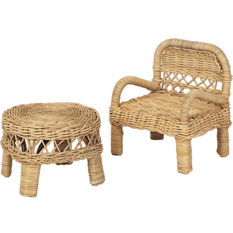 Table et chaise pour poupée en rotin Fabelab