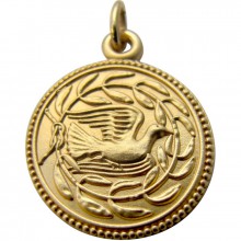 Médaille Colombe et lauriers 18 mm (or jaune 750°)  par Martineau