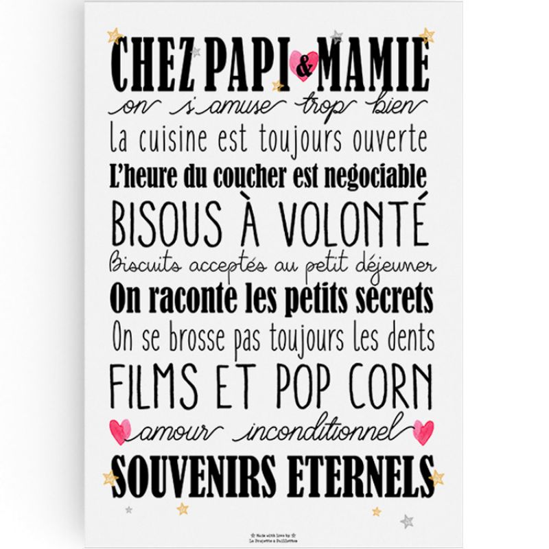 Affiche Chez Papi et Mamie (A3) La Poupette à paillettes