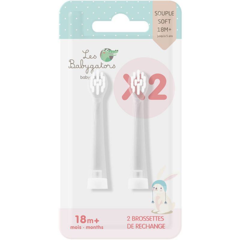 Lot de 2 brossettes pour brosse à dents sonique (18 mois et plus) Les Babygators