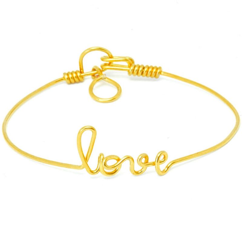 Bracelet Love en fil Gold-filled or jaune 585° (15 cm) Hava et ses secrets