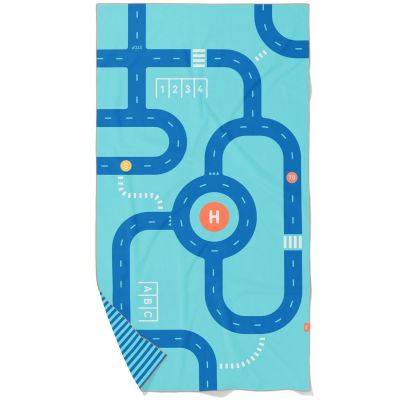 Serviette de plage 2 en 1 Circuit Bleu (180 x 100 cm) Quut