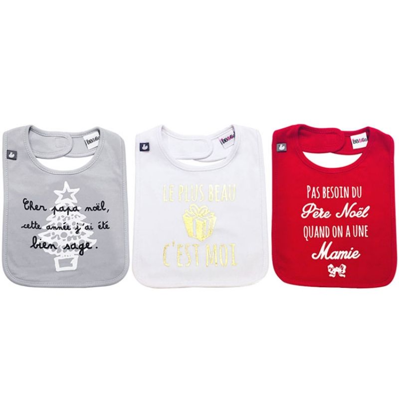 Lot de 3 bavoirs à velcro Noël BB & Co