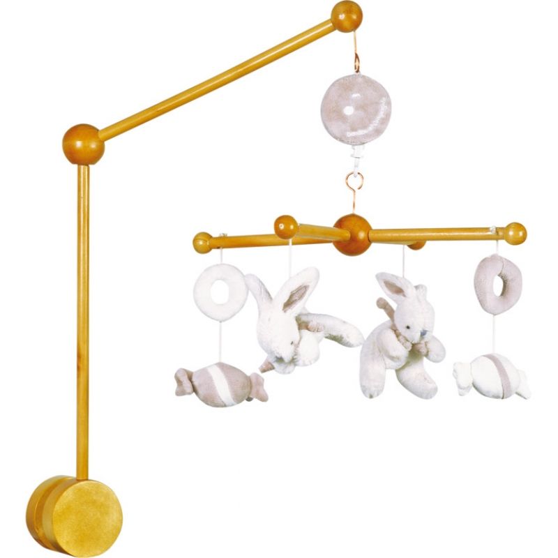Mobile musical en bois Mon tout petit lapin beige Doudou et Compagnie