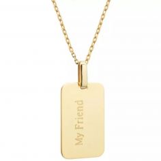 Collier chaîne Plaque Médium personnalisable (plaqué or)