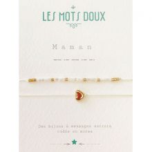 Bracelet message en morse Maman coeur (perles en pâte de verre)  par Les Mots Doux