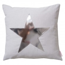 Coussin carré gris étoile argenté (40 x 40 cm)  par Cottonbaby