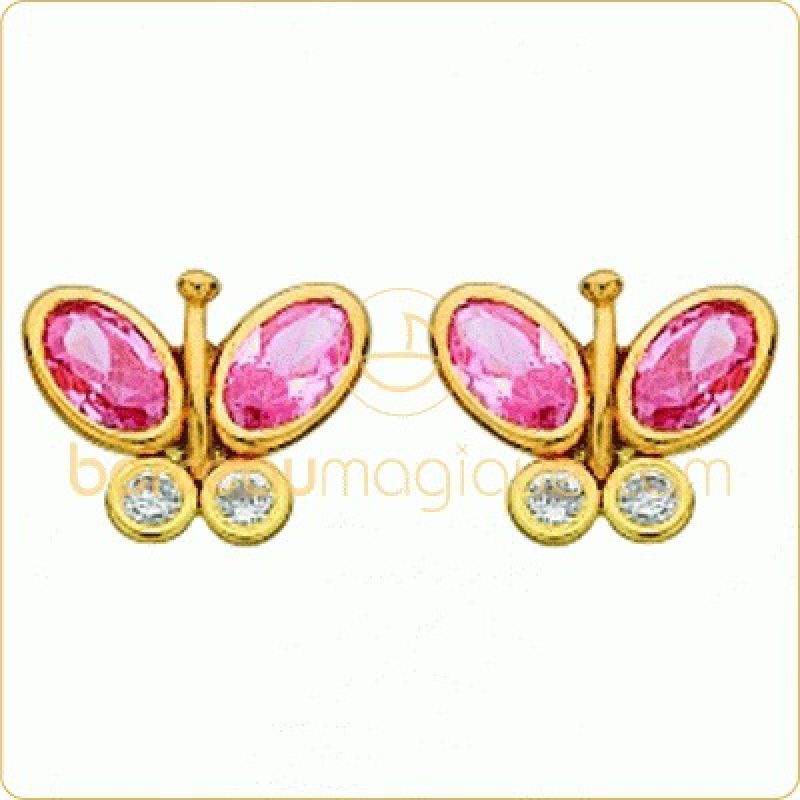 Boucles d'oreilles fille Papillons (or jaune et oxyde de zirconium) Berceau magique bijoux
