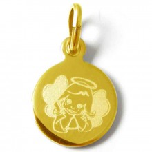 Médaille Ange pensif fille (plaqué or jaune)  par Martineau