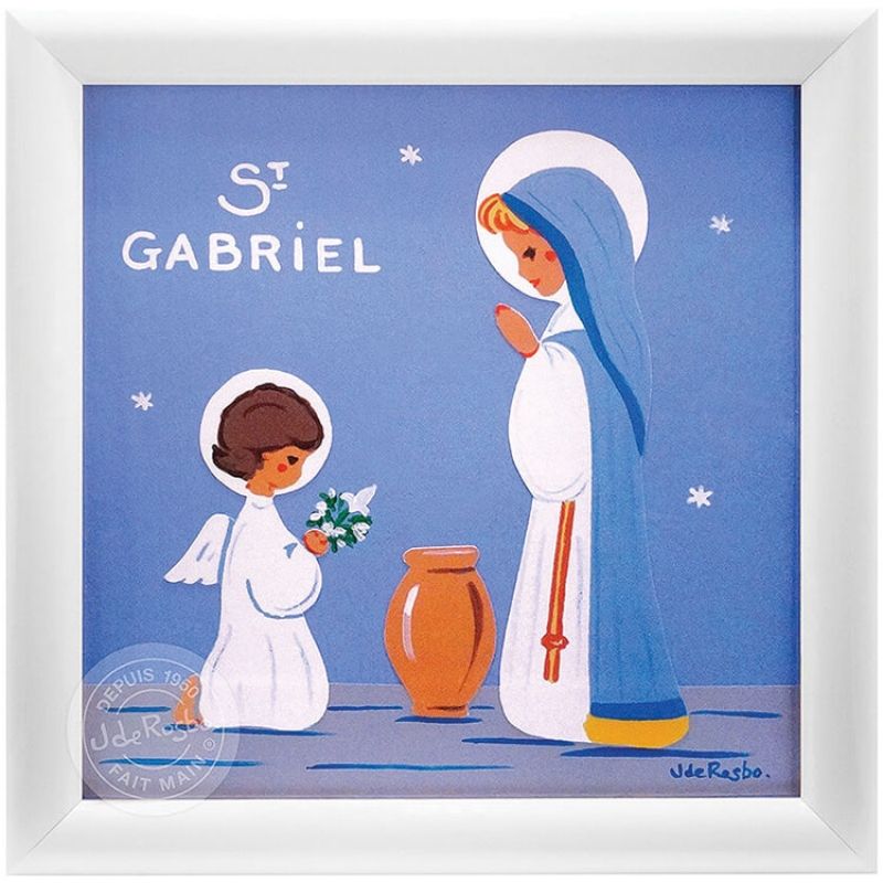 Tableau religieux St Gabriel Saint Patron personnalisable (15 x 15 cm) Atelier de Rosbo