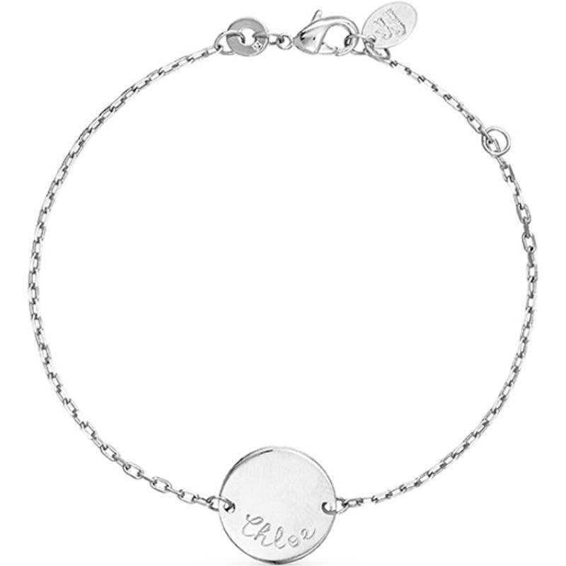 Bracelet Pastille sur chaîne personnalisable (argent 925°) Merci Maman