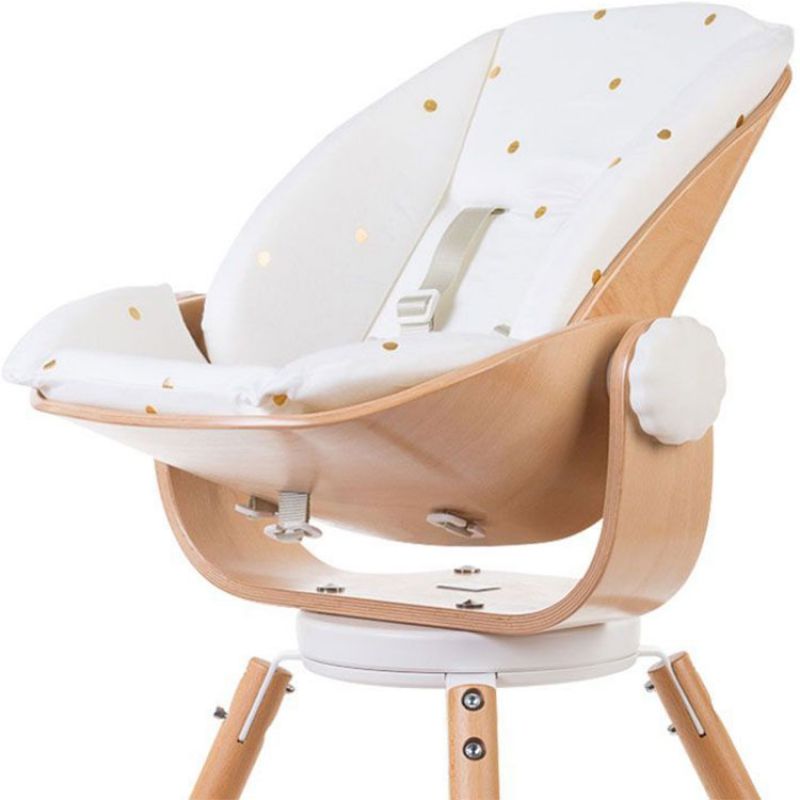 Coussin réducteur naissance pour chaise haute Evolu Newborn pois dorés Childhome