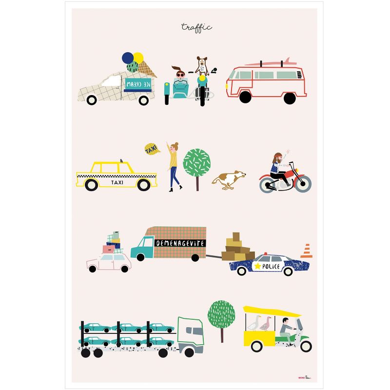 Affiche Les moyens de transport Traffic (60 x 40 cm) Mimi'lou
